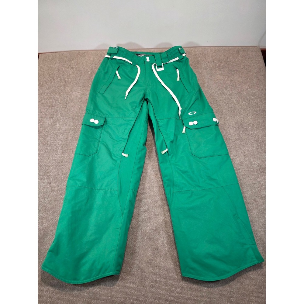 Oakley Green Thinsulate Insulated Snow Pants Mens Medium Loose Fit Cargo Skiing